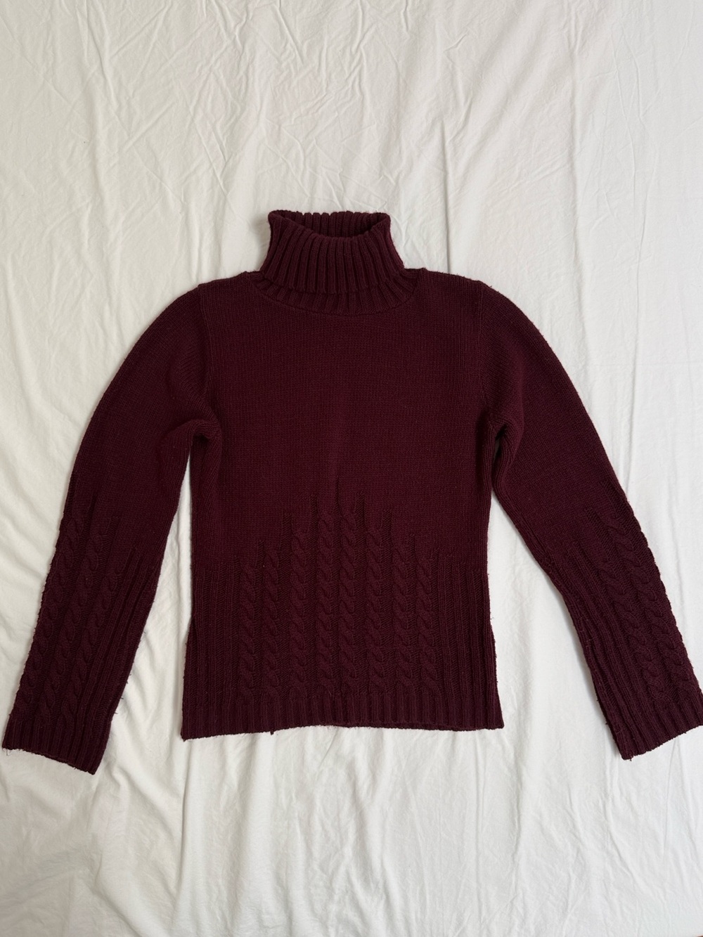 Sweater Project Women's Cable Knit Turtleneck - Burgundy